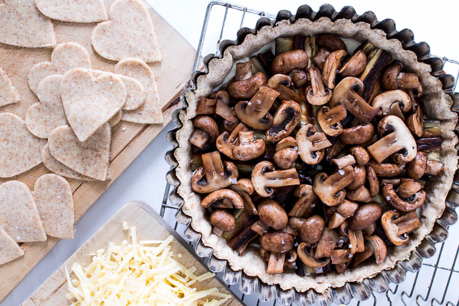 Auberginepie - den lækreste vegetariske pie med champignons
