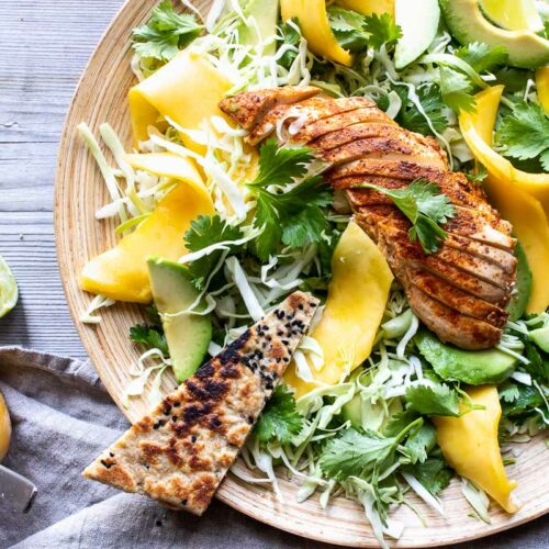 Kyllingesalat med mangodressing - den bedste!