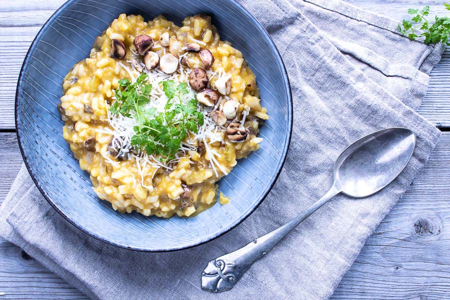 Nem risotto med græskar og svampe