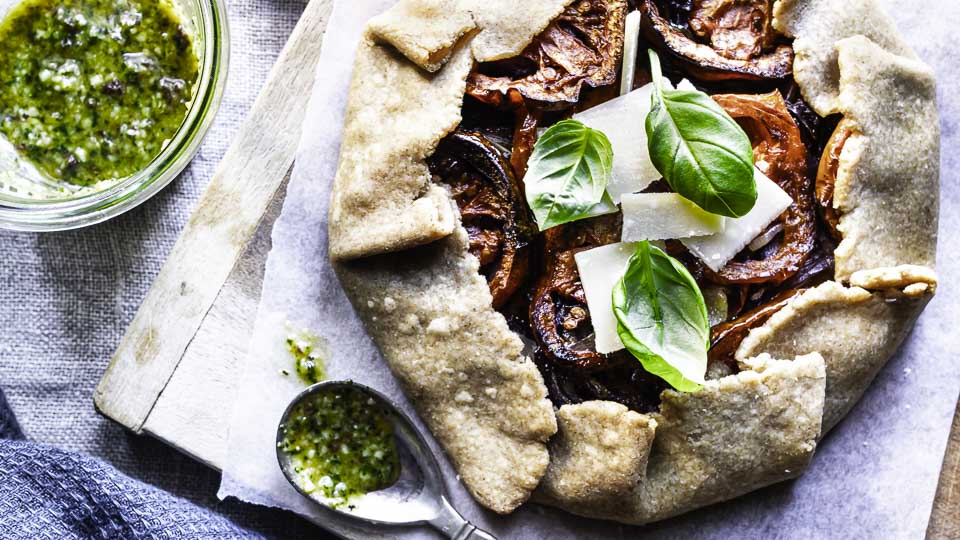 Tomatgalette med pesto