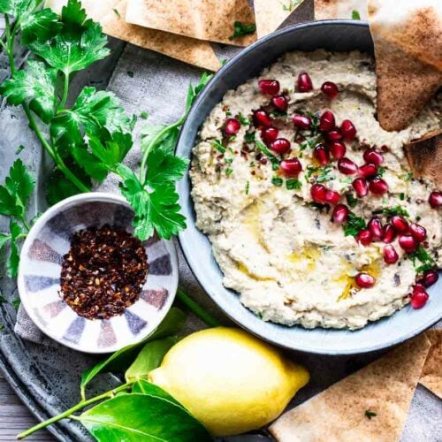 Aubergine hummus - cremet hummus med aubergine