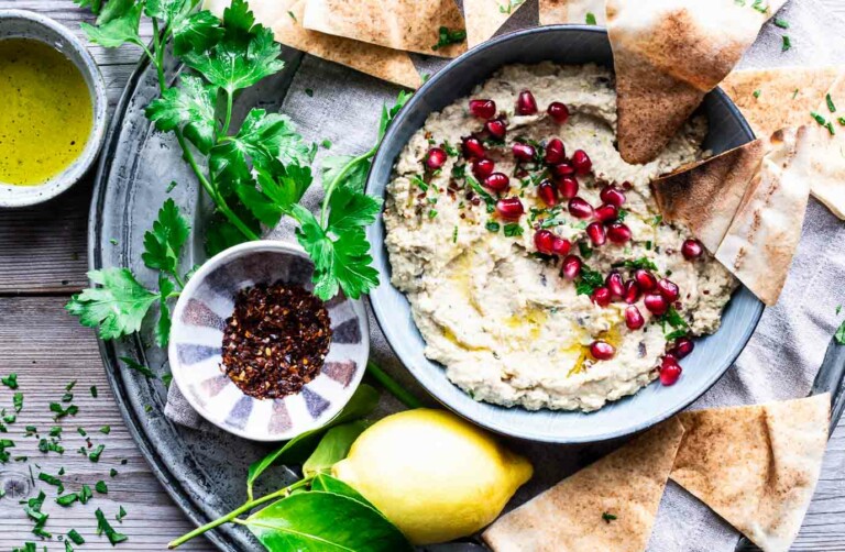 Aubergine hummus - cremet hummus med aubergine