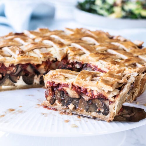 Auberginequiche med champignons