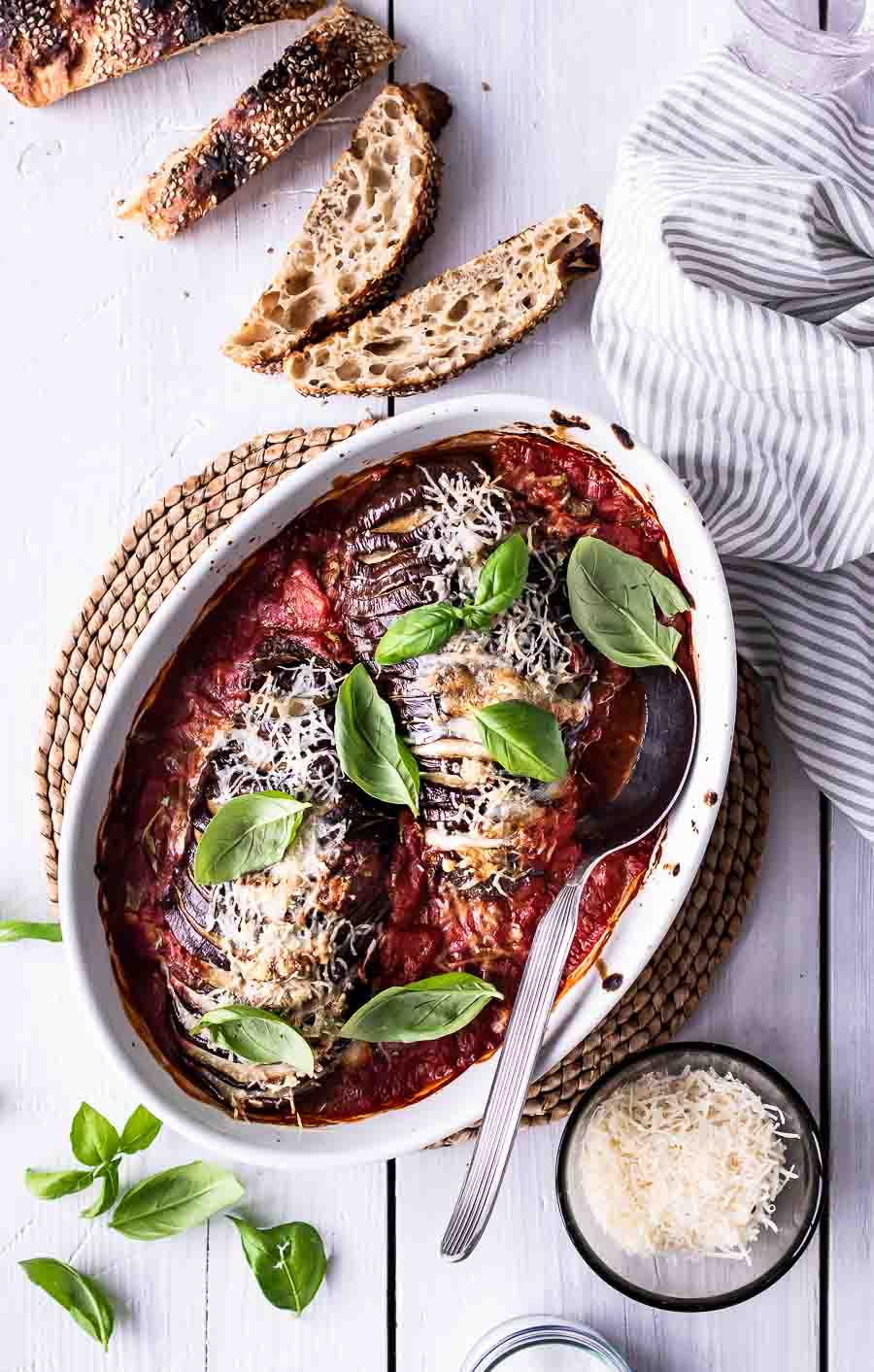 Hasselback aubergine parmigiana