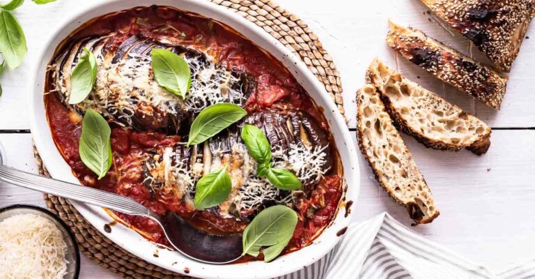 Hasselback aubergine parmigiana - aubergine opskrifter