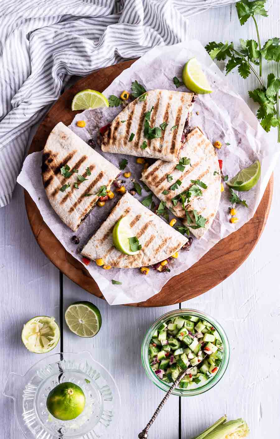 Quesadillas - vegetarisk med bønner og mozzarella