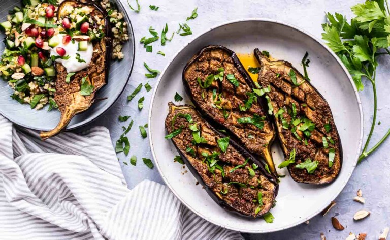 Auberginer i ovn med chermoula opskrift