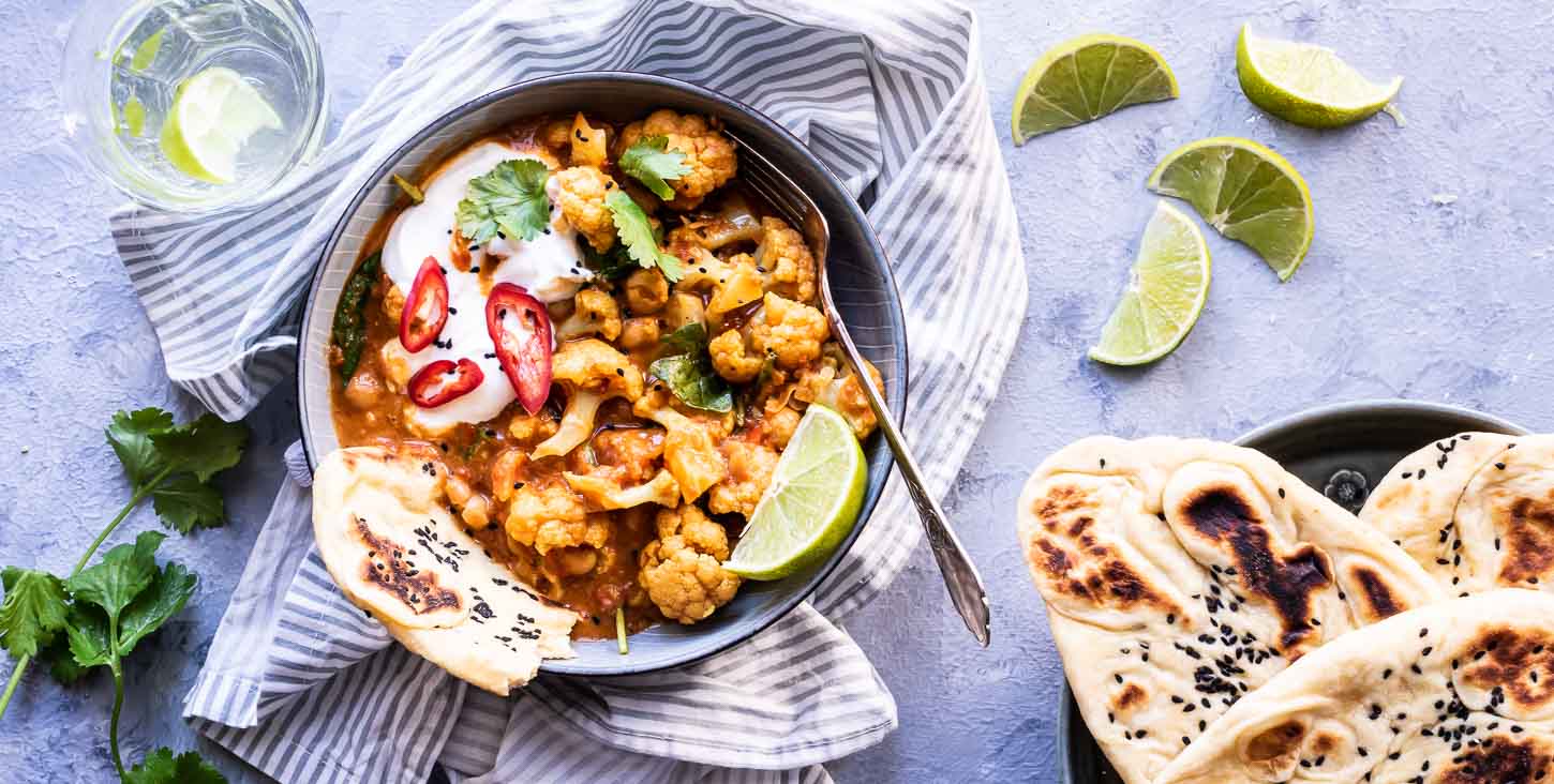 Blomkålscurry med kikærter - vegetar curry på 30 min