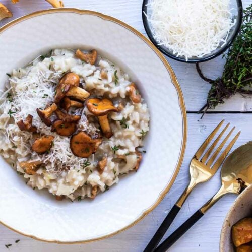 Nem risotto med kantareller - eller andre svampe