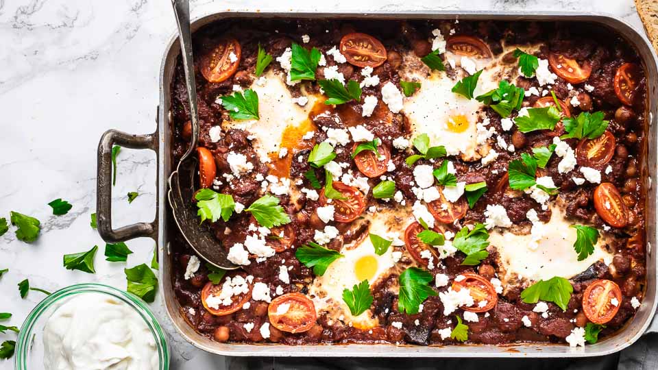 Shakshuka i ovn med aubergine