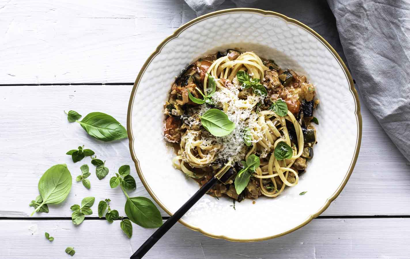 Vegetarisk pasta med ratatouille